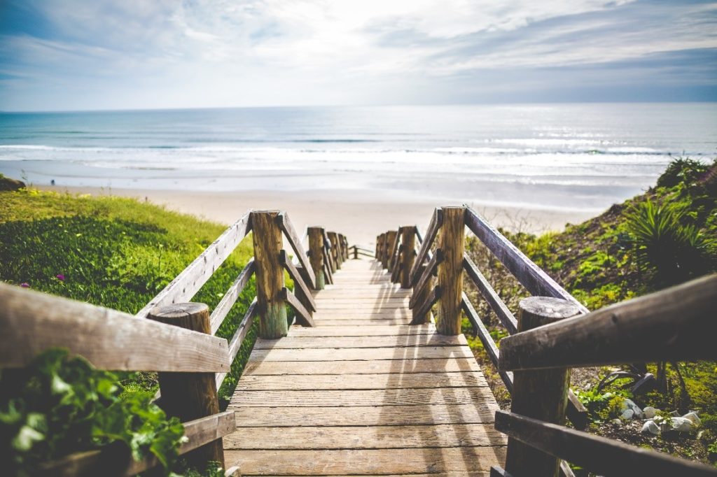 wooden staircase leading to the beach